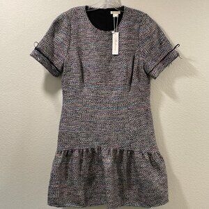 SHOSHANNA "Ivey Jet" (NWT) Short Sleeve Tweed Mini Dress, Multi Hued - 12